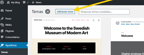 Adicionar Novo Tema WordPress